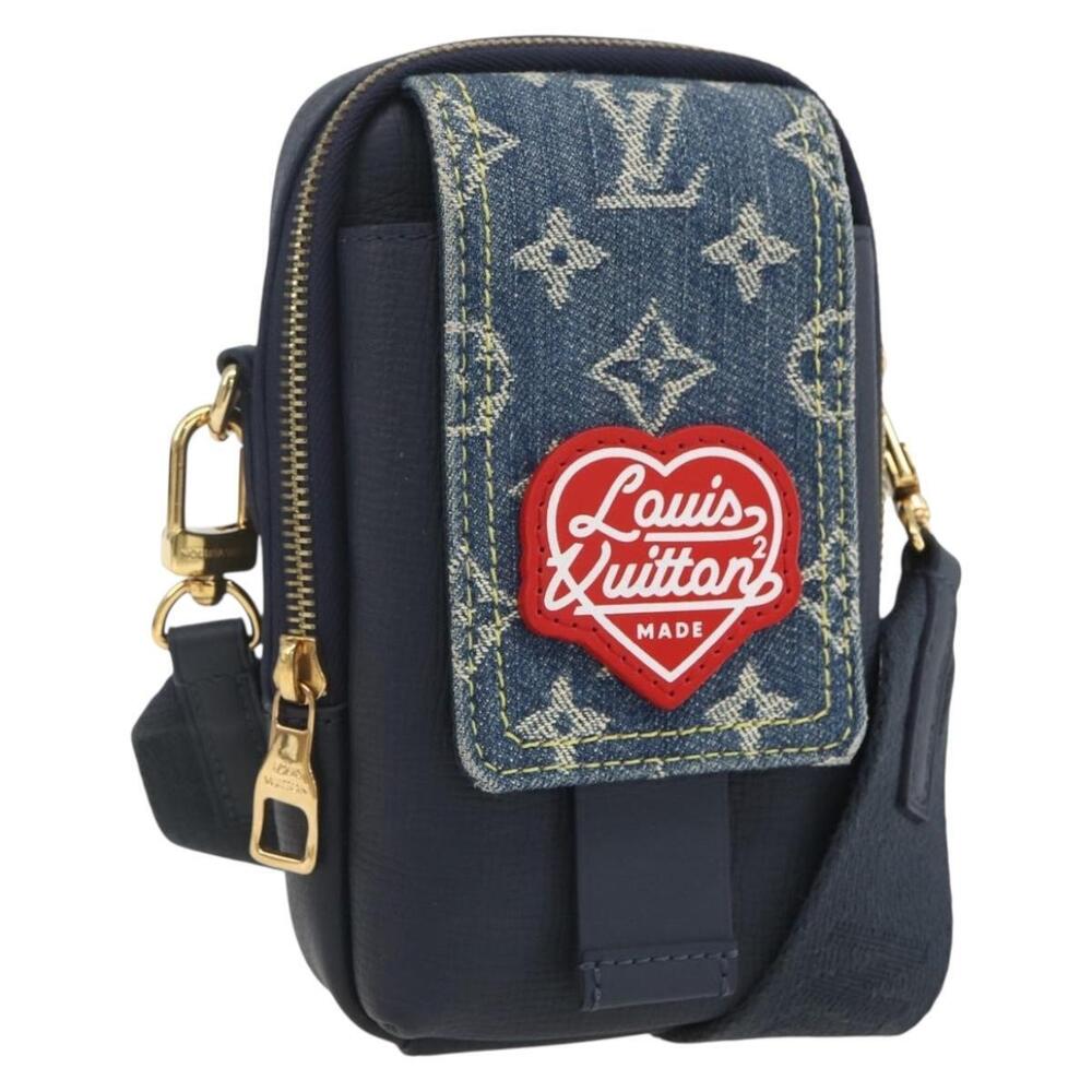 LOUIS VUITTON LV Squared Double Phone Pouch Blue M81060 LV Auth 159145SAM